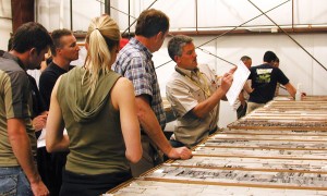 Industry workshop utilizing core and cuttings at the Utah Core Research Center.