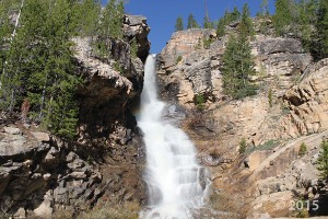 Little Deer Creek cascades over sandstone ledges of the Precambrian-age Hades Pass unit of the Uinta Mountain Group into Cataract Gorge on the Duchesne River, Duchesne County. Duchesne River, Duchesne County, Utah Photographer: Rich Emerson; © 2015