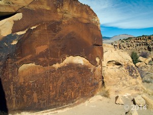Petroglyphs carved into Ferron Sandstone, Rochester Panel Rock Art Site, Emery County. Rochester Panel Rock Art Site, Emery County, Utah Photographer: Michael Vanden Berg; © 2014