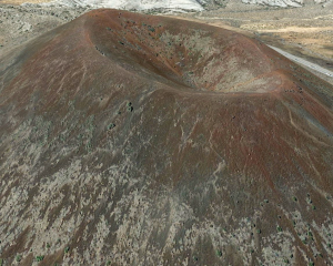 A Google Earth image of a cinder cone located in southern Utah.