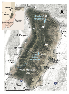 Map location of the Wasatch Plateau in Utah.