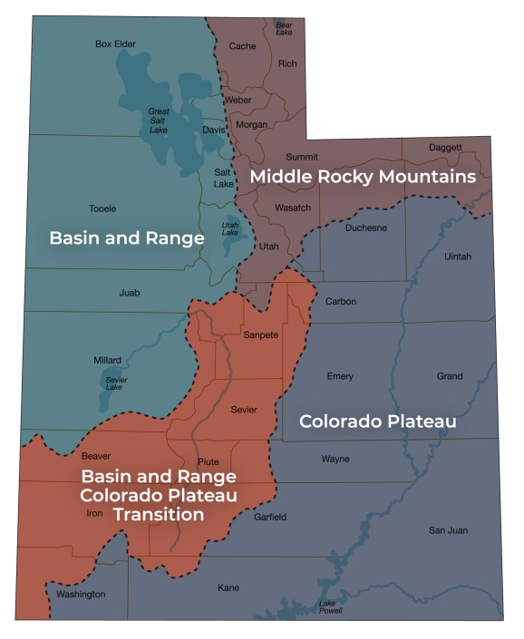 Utah Landforms Utah Geological Survey UGS PopGeo Provinces E1661188730768 578x705 