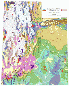 Simplified Geologic Map of Utah, 1:2,500,000-scale.