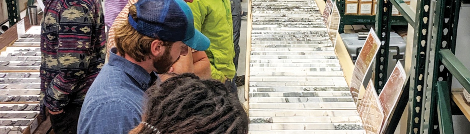 Core samples from Utah's Green River Formation fill the main hall of the Utah Core Research Center from beginning to end, October 2019.