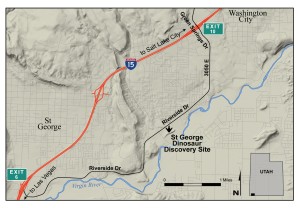 Location map of St. George Dinosaur Discovery Site