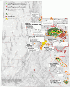 Horizontal well data from the Utah Division of Oil, Gas and Mining. Data accurate as of February 2018; well status and permit counts, especially in the Uinta Basin, are constantly changing. Oil and gas fields from UGS.